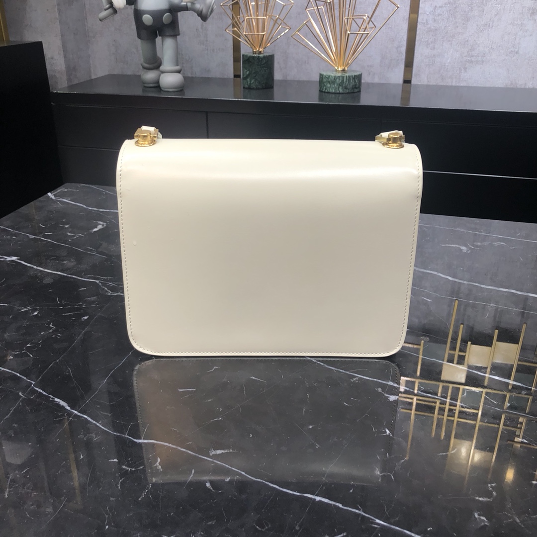 Saint Laurent Calfskin Le Carre Box Handbag Shoulder Bag White 633214